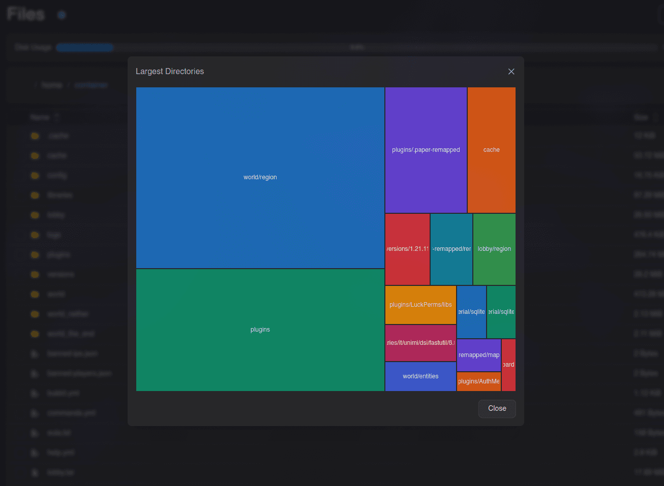 Storage analyzer in the Night Bloom panel