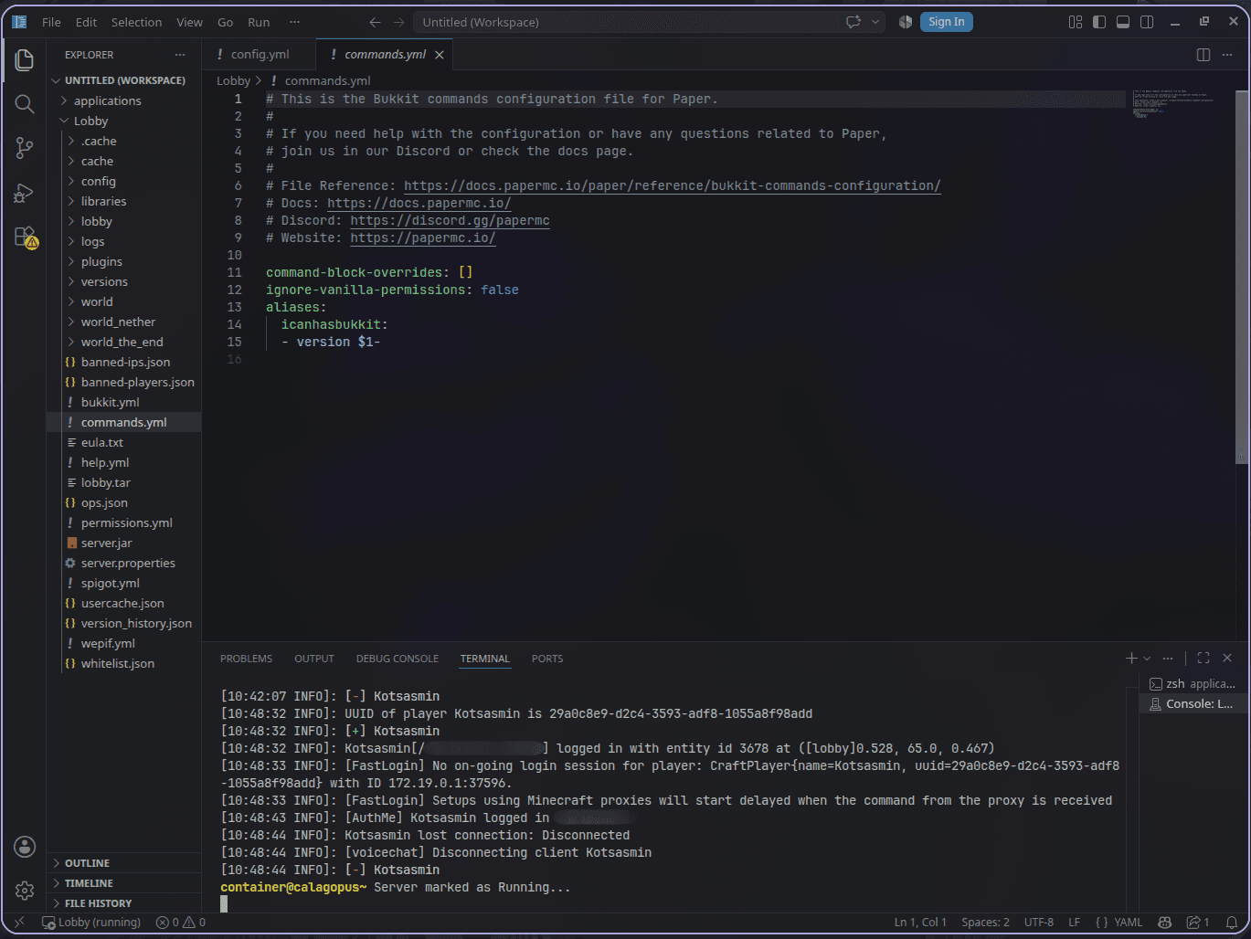 VSCode connected to a Night Bloom server